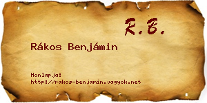 Rákos Benjámin névjegykártya